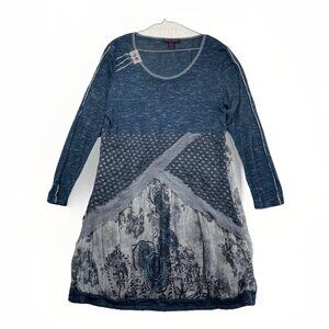 Y2K Elena Wang Mixed Media Artsy Wom Sz XL Boho Grunge Alt Lagenlook Festival